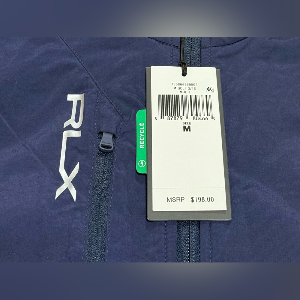 $198 RLX Ralph Lauren Hybrid Fleece Full Zip Golf Jacket Navy Blue Mens Size M - Picture 5 of 5